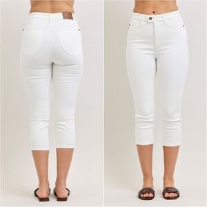 Smart Style High Waist White Denim Capris